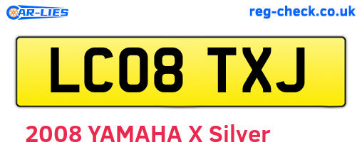 LC08TXJ are the vehicle registration plates.