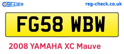 FG58WBW are the vehicle registration plates.