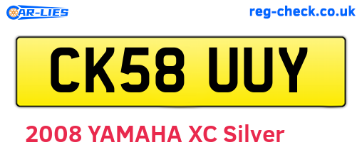 CK58UUY are the vehicle registration plates.