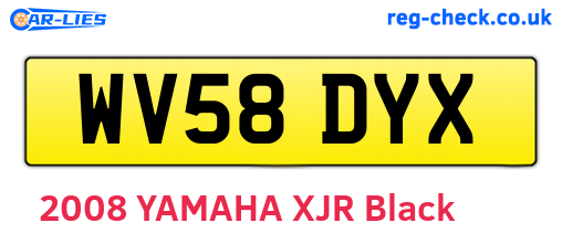 WV58DYX are the vehicle registration plates.