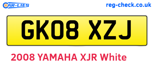 GK08XZJ are the vehicle registration plates.