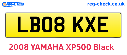 LB08KXE are the vehicle registration plates.