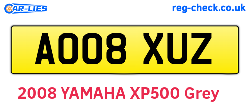 AO08XUZ are the vehicle registration plates.