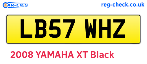 LB57WHZ are the vehicle registration plates.