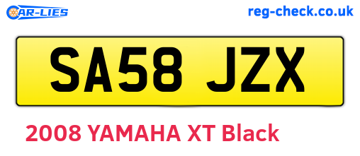 SA58JZX are the vehicle registration plates.