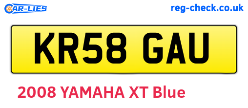 KR58GAU are the vehicle registration plates.