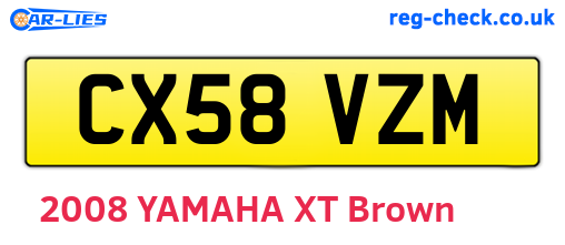 CX58VZM are the vehicle registration plates.