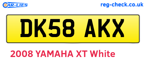 DK58AKX are the vehicle registration plates.