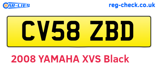 CV58ZBD are the vehicle registration plates.
