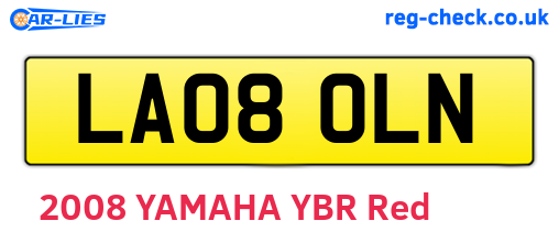 LA08OLN are the vehicle registration plates.