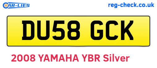 DU58GCK are the vehicle registration plates.
