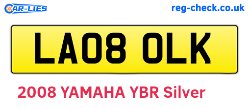 LA08OLK are the vehicle registration plates.