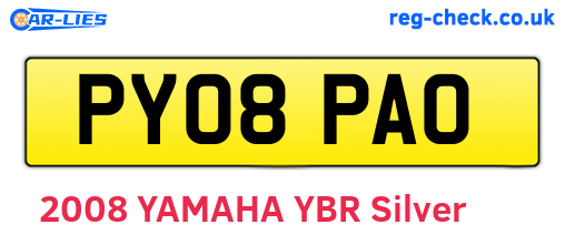 PY08PAO are the vehicle registration plates.