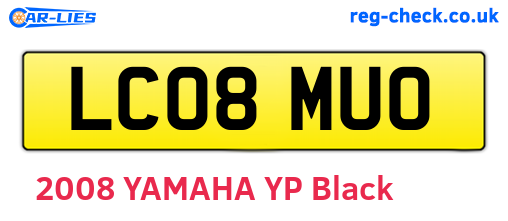 LC08MUO are the vehicle registration plates.