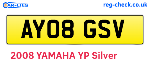 AY08GSV are the vehicle registration plates.
