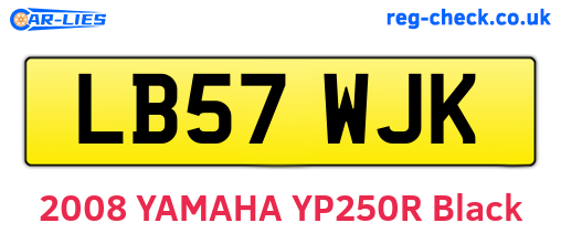 LB57WJK are the vehicle registration plates.