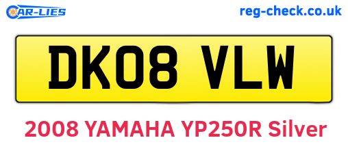 DK08VLW are the vehicle registration plates.