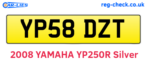 YP58DZT are the vehicle registration plates.
