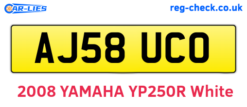 AJ58UCO are the vehicle registration plates.