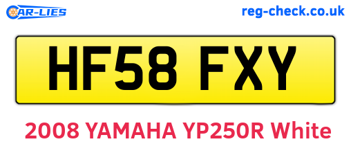 HF58FXY are the vehicle registration plates.