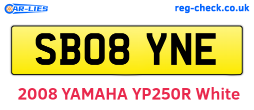 SB08YNE are the vehicle registration plates.
