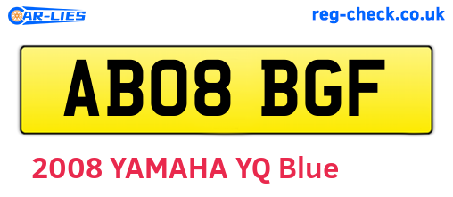 AB08BGF are the vehicle registration plates.