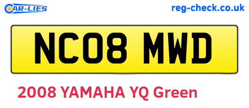 NC08MWD are the vehicle registration plates.
