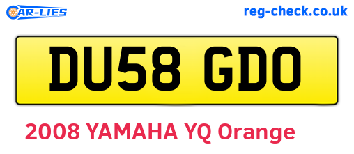 DU58GDO are the vehicle registration plates.