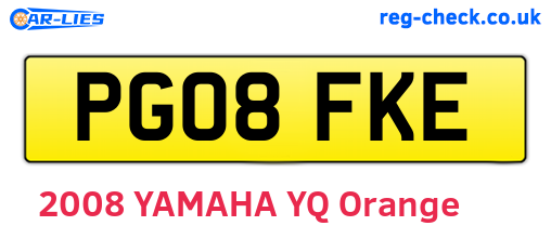 PG08FKE are the vehicle registration plates.