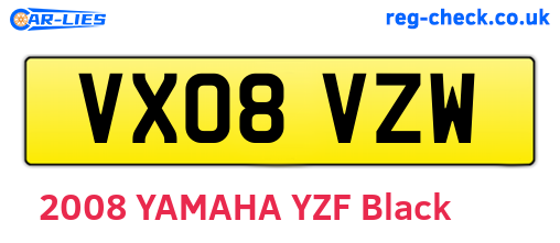 VX08VZW are the vehicle registration plates.