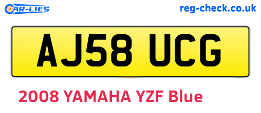 AJ58UCG are the vehicle registration plates.