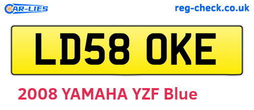 LD58OKE are the vehicle registration plates.