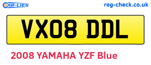 VX08DDL are the vehicle registration plates.