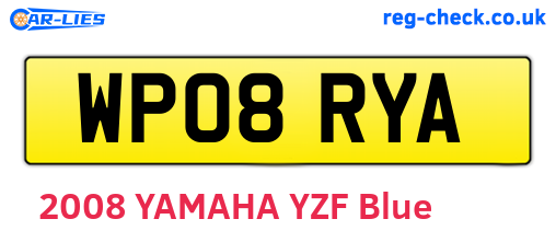 WP08RYA are the vehicle registration plates.