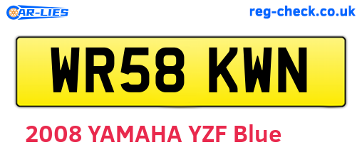 WR58KWN are the vehicle registration plates.