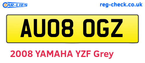 AU08OGZ are the vehicle registration plates.