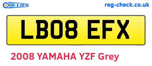 LB08EFX are the vehicle registration plates.