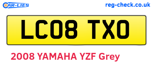 LC08TXO are the vehicle registration plates.
