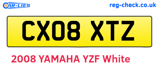 CX08XTZ are the vehicle registration plates.