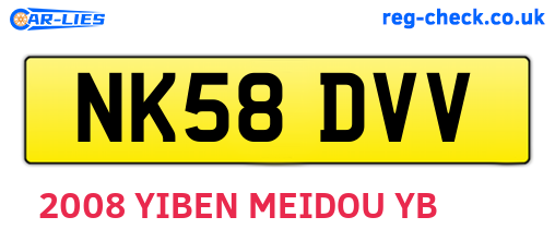 NK58DVV are the vehicle registration plates.