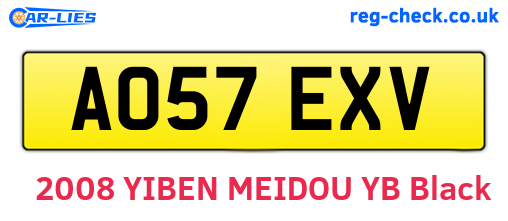 AO57EXV are the vehicle registration plates.