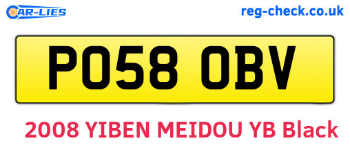 PO58OBV are the vehicle registration plates.
