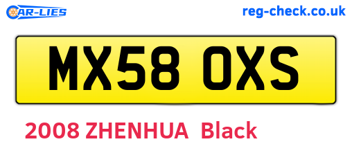 MX58OXS are the vehicle registration plates.