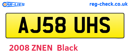 AJ58UHS are the vehicle registration plates.