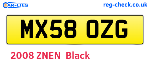 MX58OZG are the vehicle registration plates.