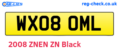 WX08OML are the vehicle registration plates.