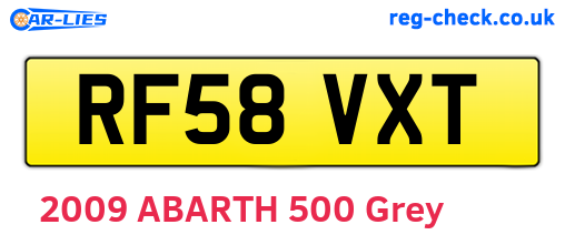 RF58VXT are the vehicle registration plates.