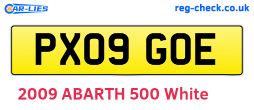 PX09GOE are the vehicle registration plates.