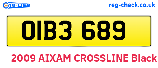 OIB3689 are the vehicle registration plates.