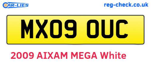 MX09OUC are the vehicle registration plates.